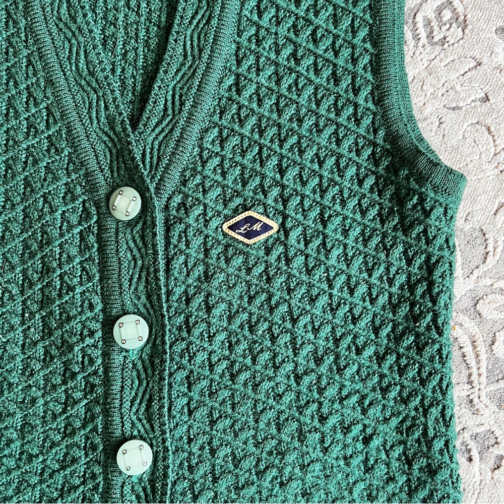 Le Marine Green Knitted Women's Sweater Vest - Picture 7 of 10